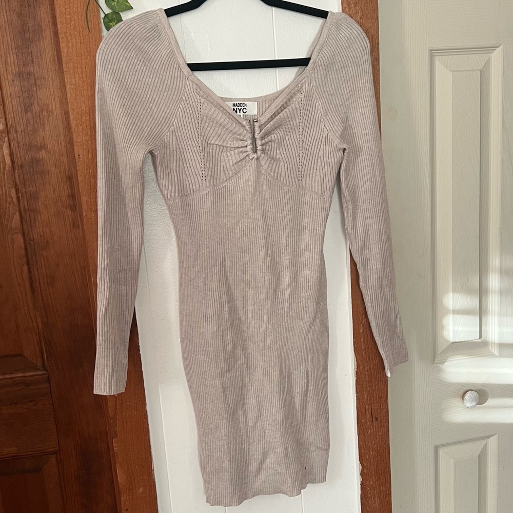 Coquette rib knit sweater dress